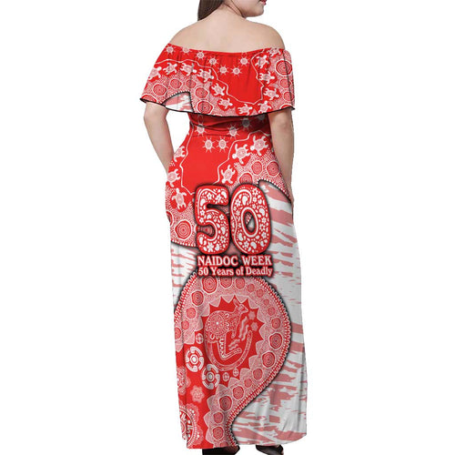 Sydney Swans NAIDOC Week 2026 Off Shoulder Maxi Dress Australian Aboriginal Dot Art Dreamtime Pattern Style