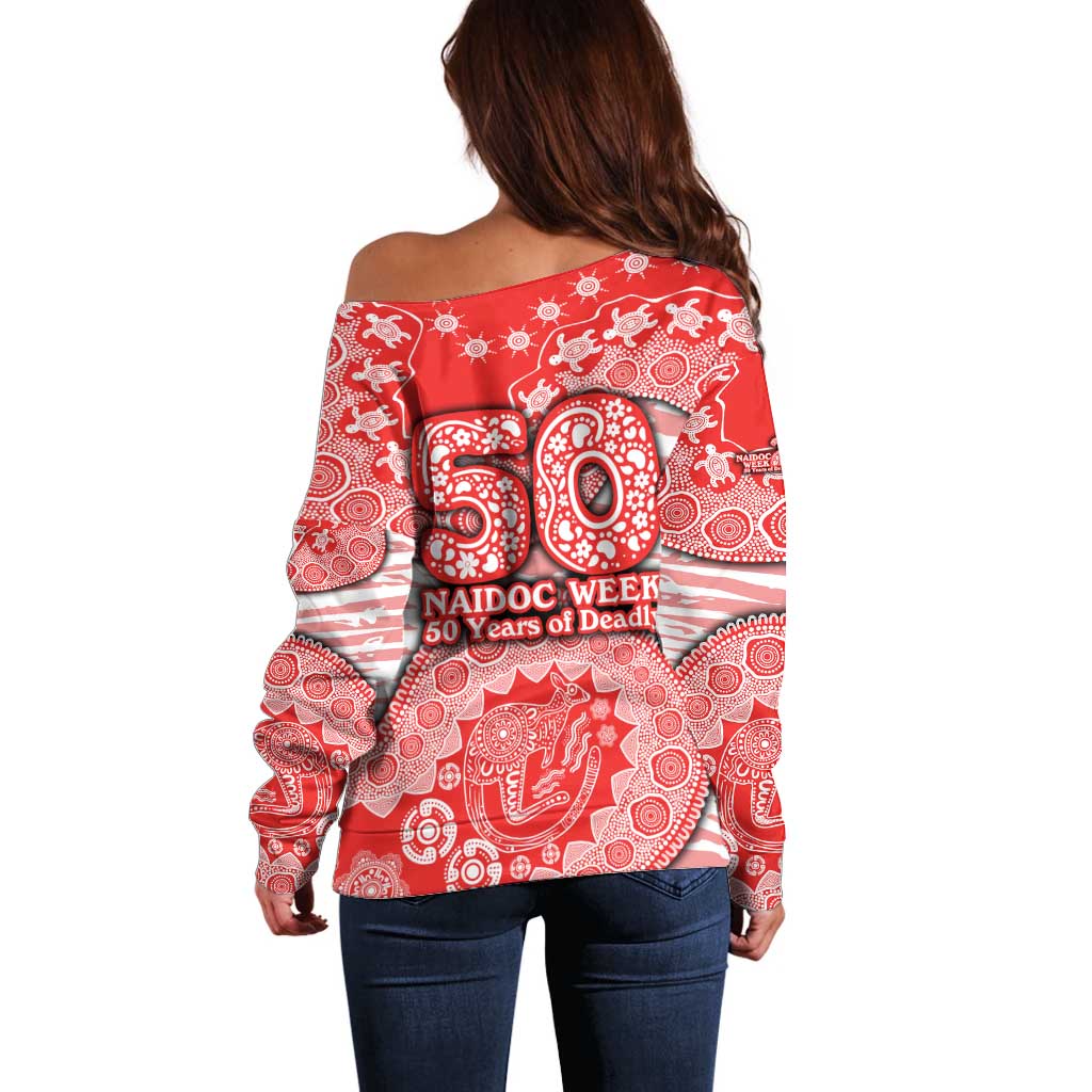 Sydney Swans NAIDOC Week 2026 Off Shoulder Sweater Australian Aboriginal Dot Art Dreamtime Pattern Style