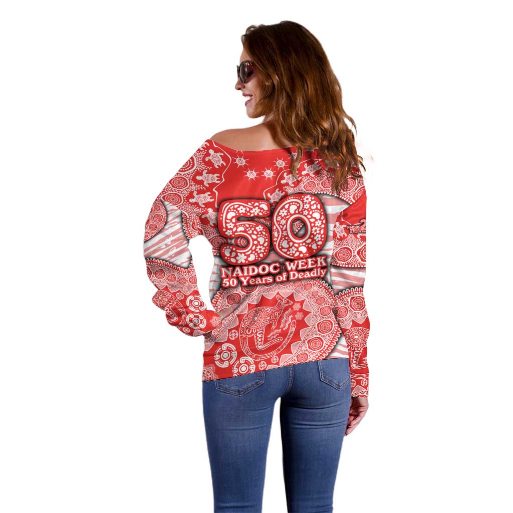 Sydney Swans NAIDOC Week 2026 Off Shoulder Sweater Australian Aboriginal Dot Art Dreamtime Pattern Style
