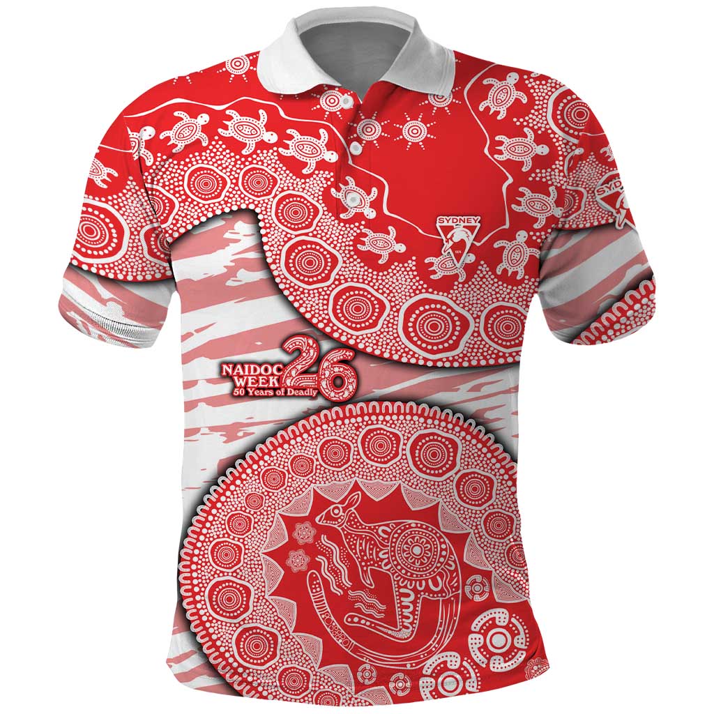 Sydney Swans NAIDOC Week 2026 Polo Shirt Australian Aboriginal Dot Art Dreamtime Pattern Style