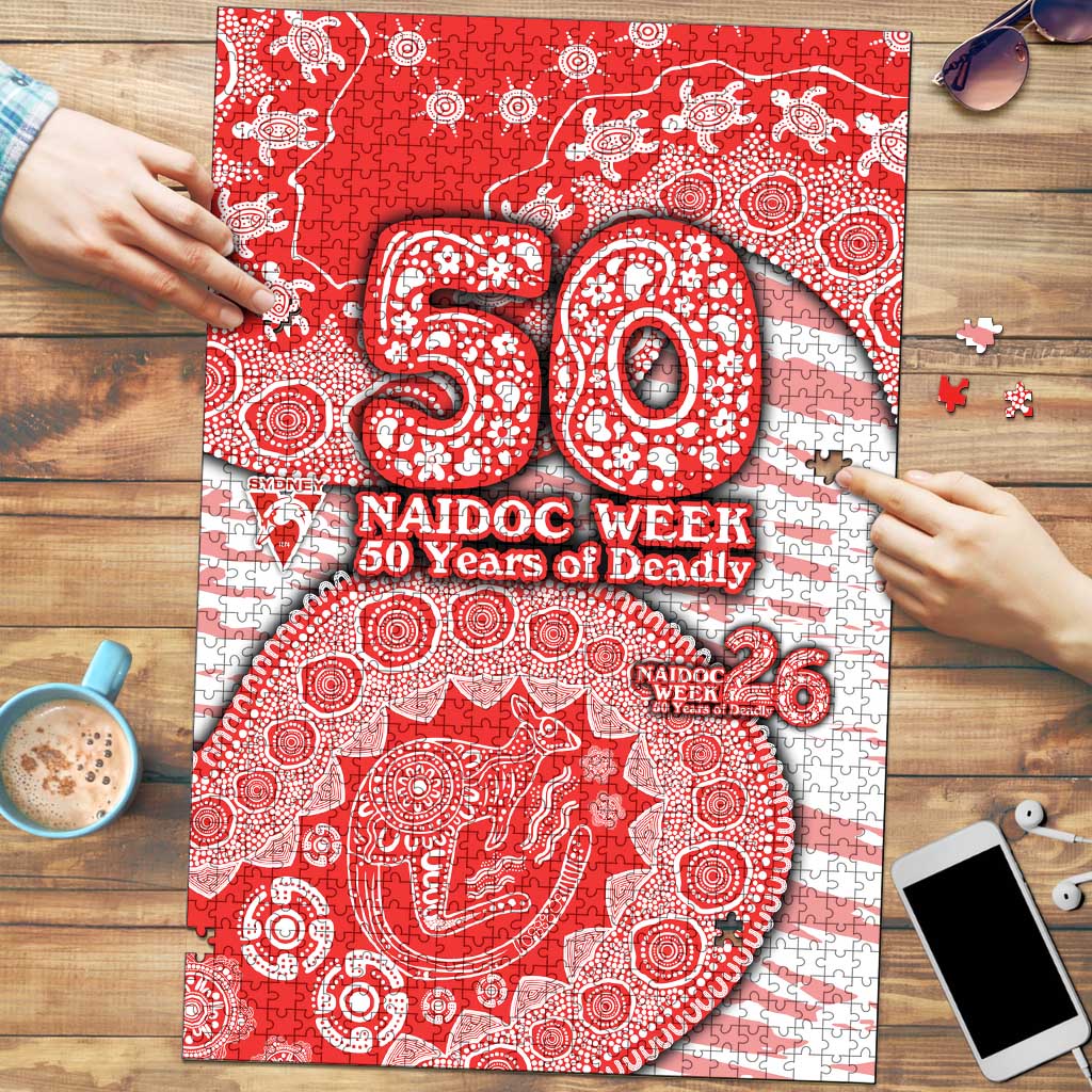 Sydney Swans NAIDOC Week 2026 Puzzle Australian Aboriginal Dot Art Dreamtime Pattern Style