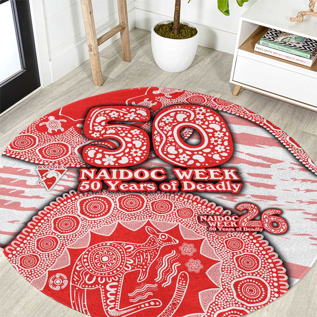 Sydney Swans NAIDOC Week 2026 Round Carpet Australian Aboriginal Dot Art Dreamtime Pattern Style