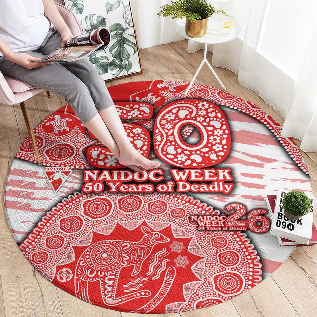 Sydney Swans NAIDOC Week 2026 Round Carpet Australian Aboriginal Dot Art Dreamtime Pattern Style