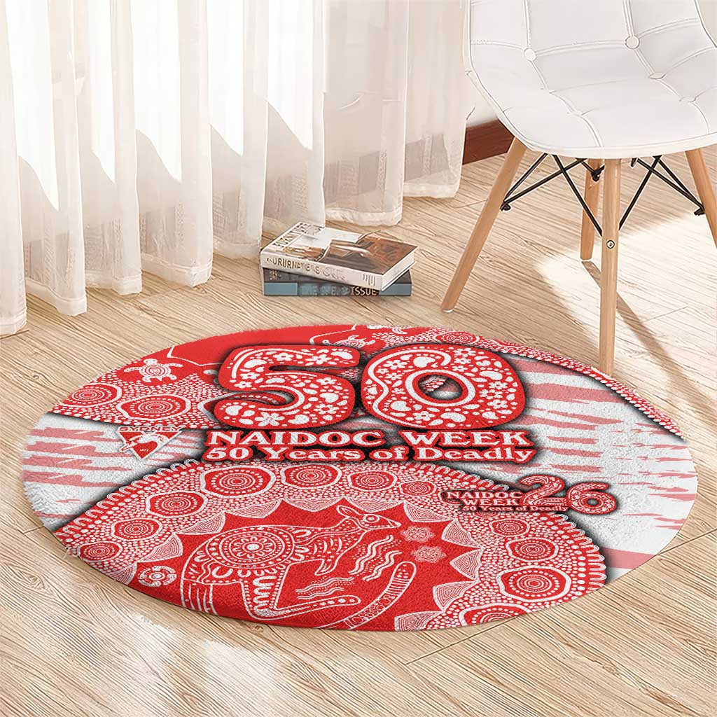 Sydney Swans NAIDOC Week 2026 Round Carpet Australian Aboriginal Dot Art Dreamtime Pattern Style