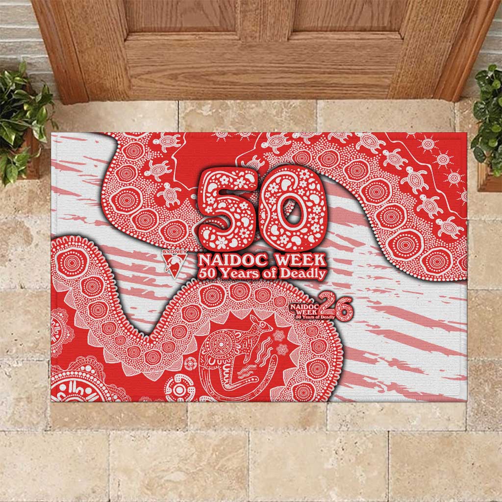 Sydney Swans NAIDOC Week 2026 Rubber Doormat Australian Aboriginal Dot Art Dreamtime Pattern Style