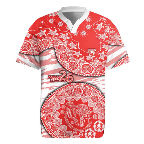 Sydney Swans NAIDOC Week 2026 Rugby Jersey Australian Aboriginal Dot Art Dreamtime Pattern Style