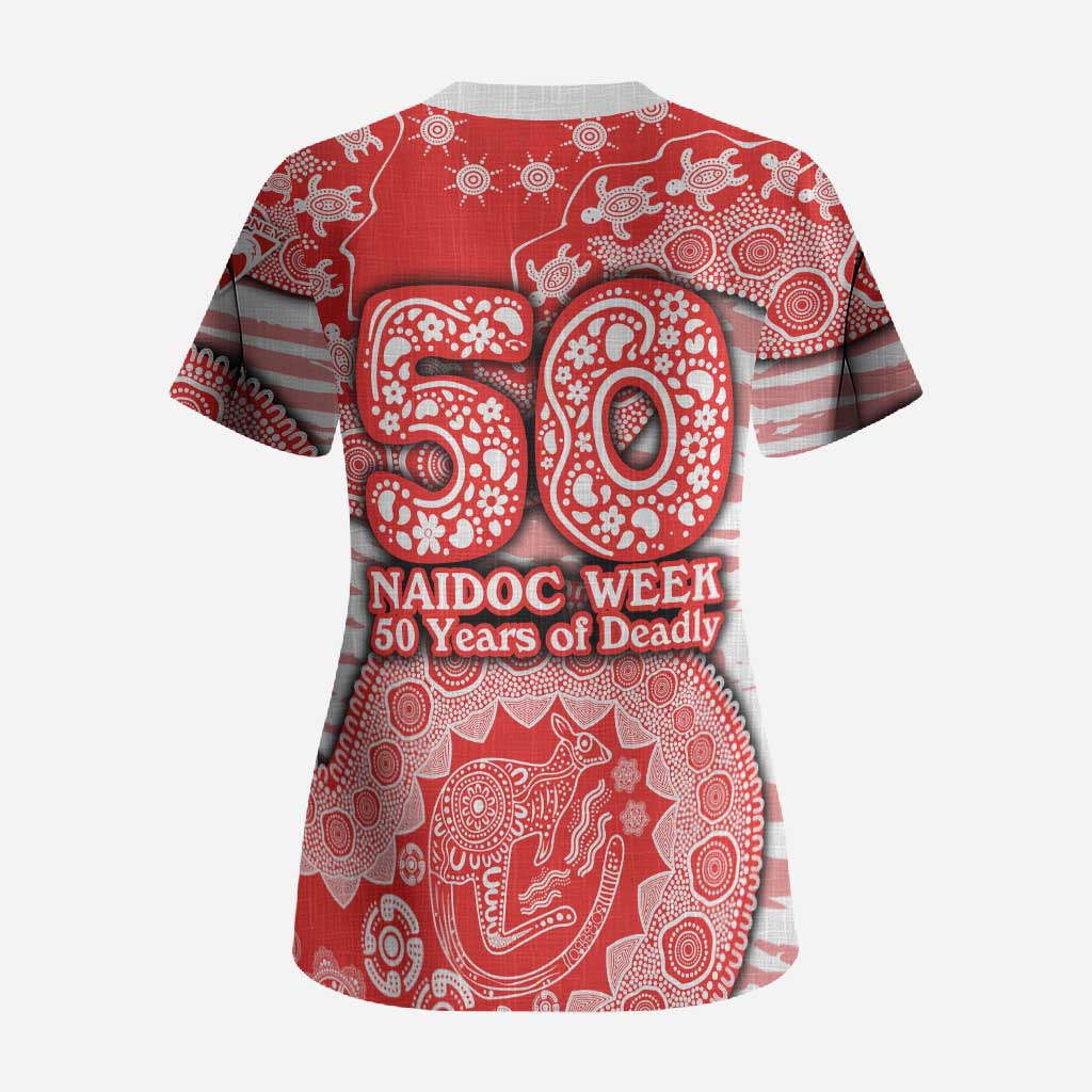 Sydney Swans NAIDOC Week 2026 Scrub Top Australian Aboriginal Dot Art Dreamtime Pattern Style