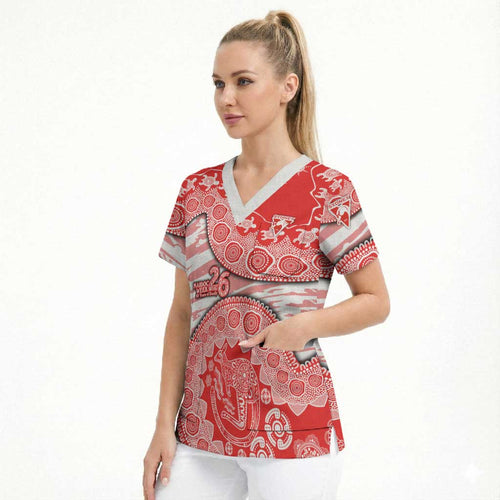 Sydney Swans NAIDOC Week 2026 Scrub Top Australian Aboriginal Dot Art Dreamtime Pattern Style
