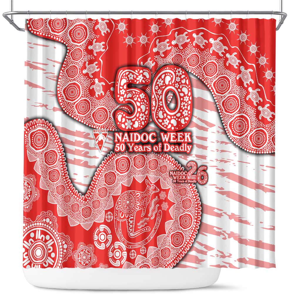Sydney Swans NAIDOC Week 2026 Shower Curtain Australian Aboriginal Dot Art Dreamtime Pattern Style