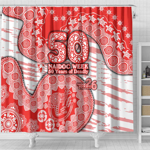 Sydney Swans NAIDOC Week 2026 Shower Curtain Australian Aboriginal Dot Art Dreamtime Pattern Style