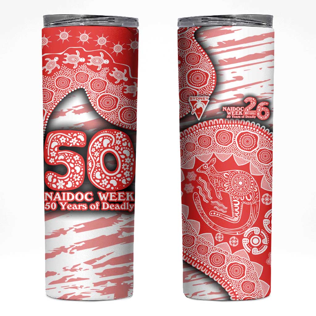 Sydney Swans NAIDOC Week 2026 Skinny Tumbler Australian Aboriginal Dot Art Dreamtime Pattern Style