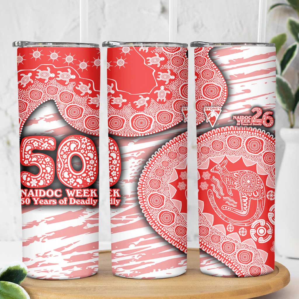 Sydney Swans NAIDOC Week 2026 Skinny Tumbler Australian Aboriginal Dot Art Dreamtime Pattern Style