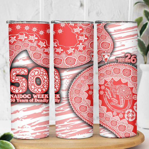 Sydney Swans NAIDOC Week 2026 Skinny Tumbler Australian Aboriginal Dot Art Dreamtime Pattern Style