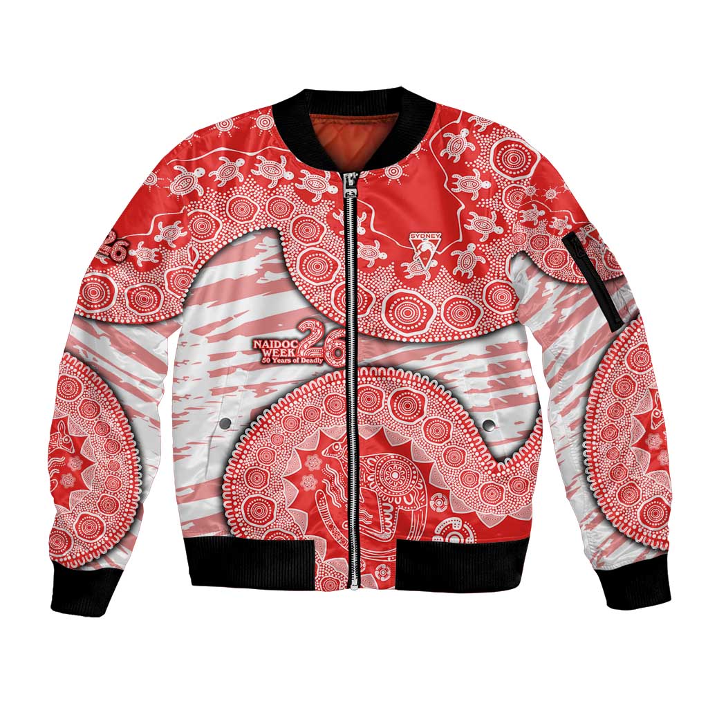 Sydney Swans NAIDOC Week 2026 Sleeve Zip Bomber Jacket Australian Aboriginal Dot Art Dreamtime Pattern Style