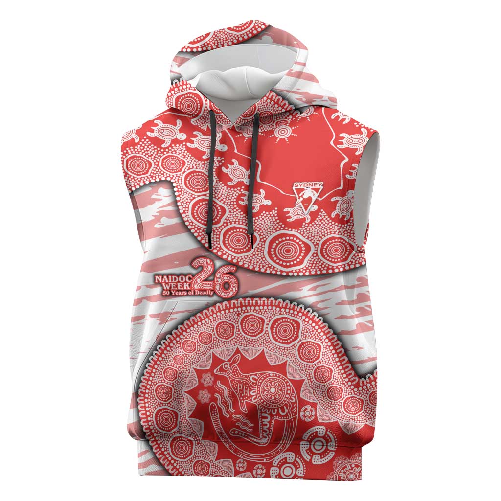 Sydney Swans NAIDOC Week 2026 Sleeveless Hoodie Australian Aboriginal Dot Art Dreamtime Pattern Style