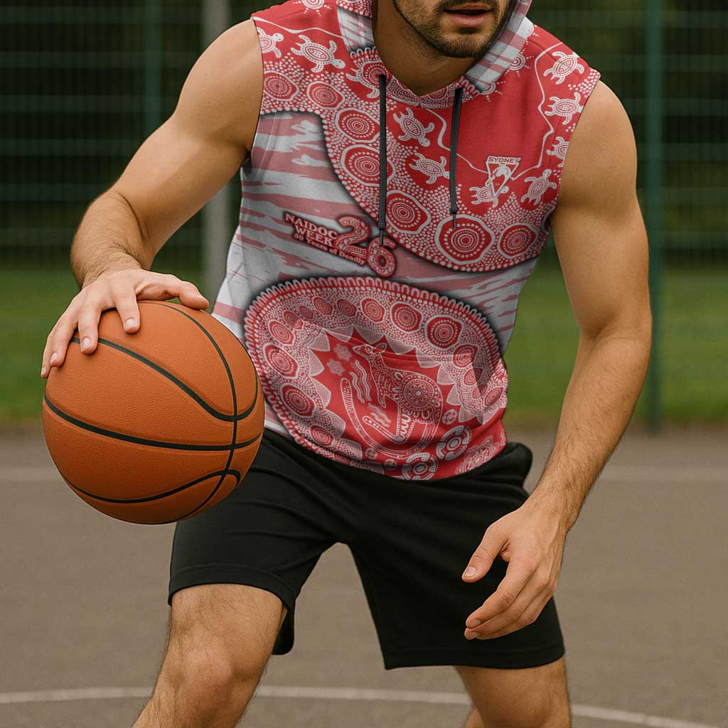 Sydney Swans NAIDOC Week 2026 Sleeveless Hoodie Australian Aboriginal Dot Art Dreamtime Pattern Style