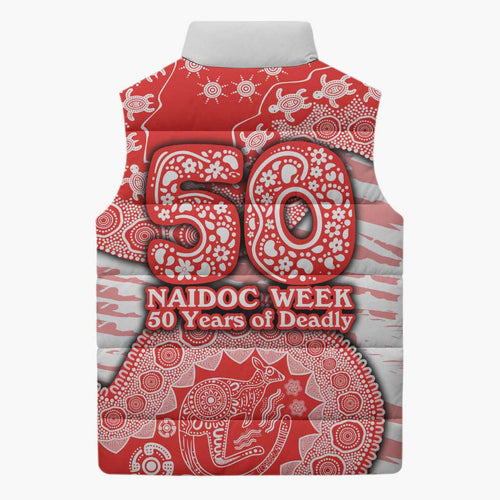 Sydney Swans NAIDOC Week 2026 Sleeveless Puffer Jacket Australian Aboriginal Dot Art Dreamtime Pattern Style