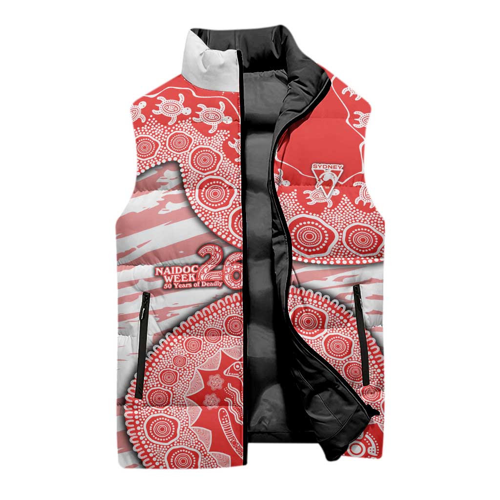 Sydney Swans NAIDOC Week 2026 Sleeveless Puffer Jacket Australian Aboriginal Dot Art Dreamtime Pattern Style