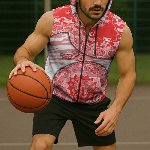 Sydney Swans NAIDOC Week 2026 Sleeveless Zip Hoodie Australian Aboriginal Dot Art Dreamtime Pattern Style