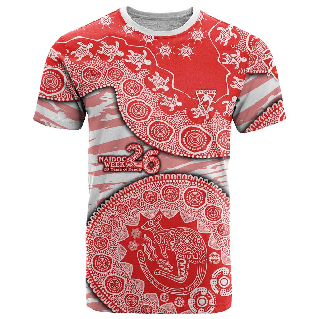 Sydney Swans NAIDOC Week 2026 T Shirt Australian Aboriginal Dot Art Dreamtime Pattern Style