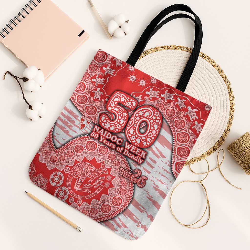 Sydney Swans NAIDOC Week 2026 Tote Bag Australian Aboriginal Dot Art Dreamtime Pattern Style