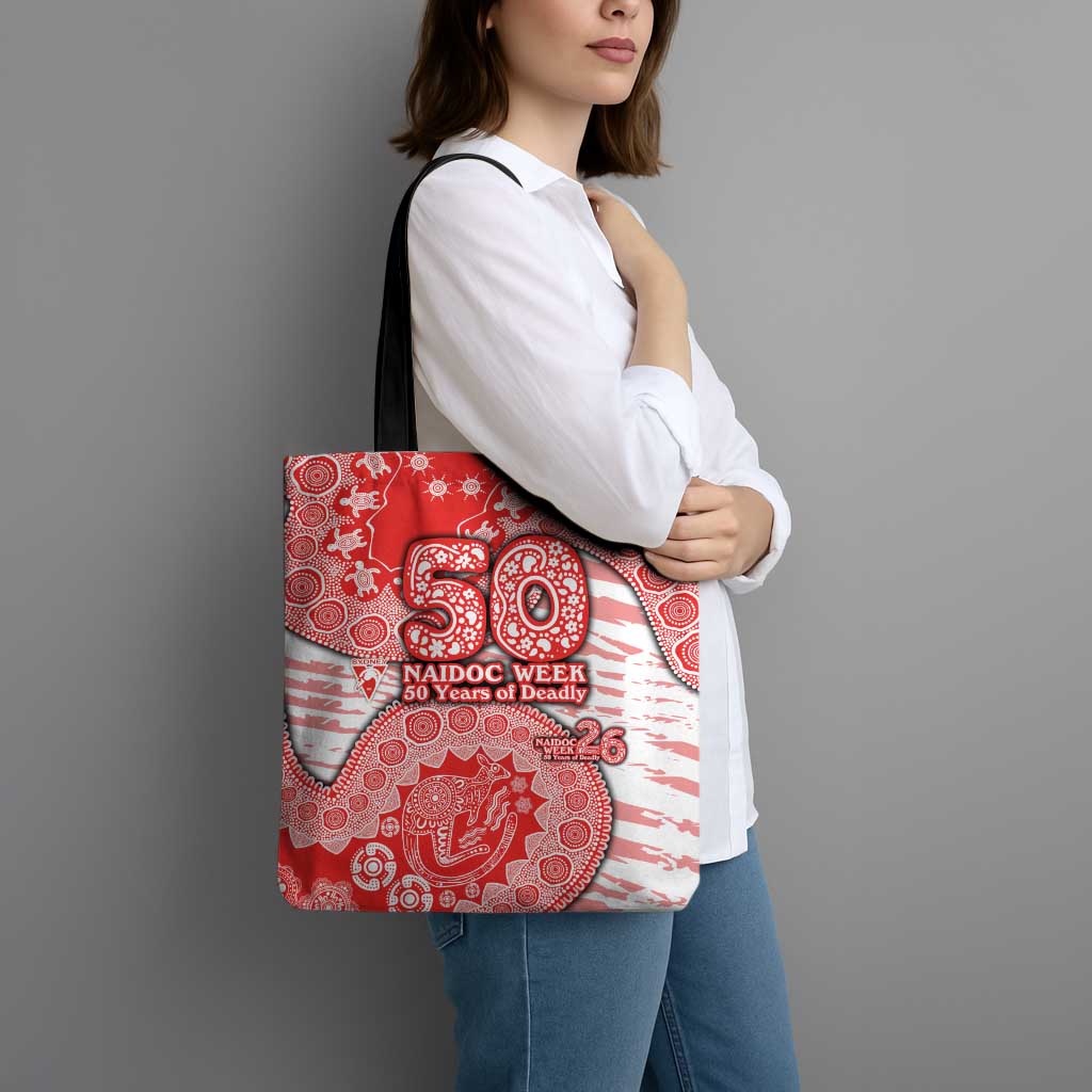 Sydney Swans NAIDOC Week 2026 Tote Bag Australian Aboriginal Dot Art Dreamtime Pattern Style