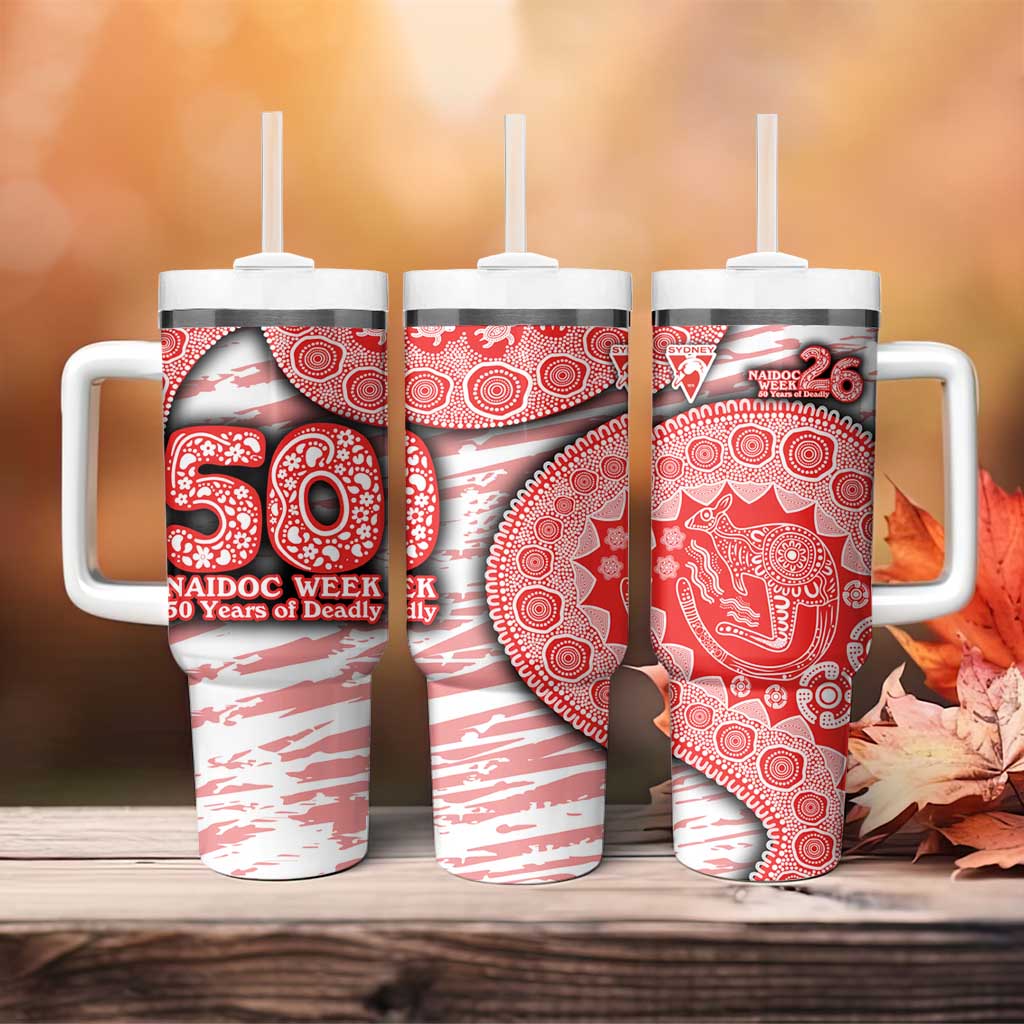 Sydney Swans NAIDOC Week 2026 Tumbler With Handle Australian Aboriginal Dot Art Dreamtime Pattern Style