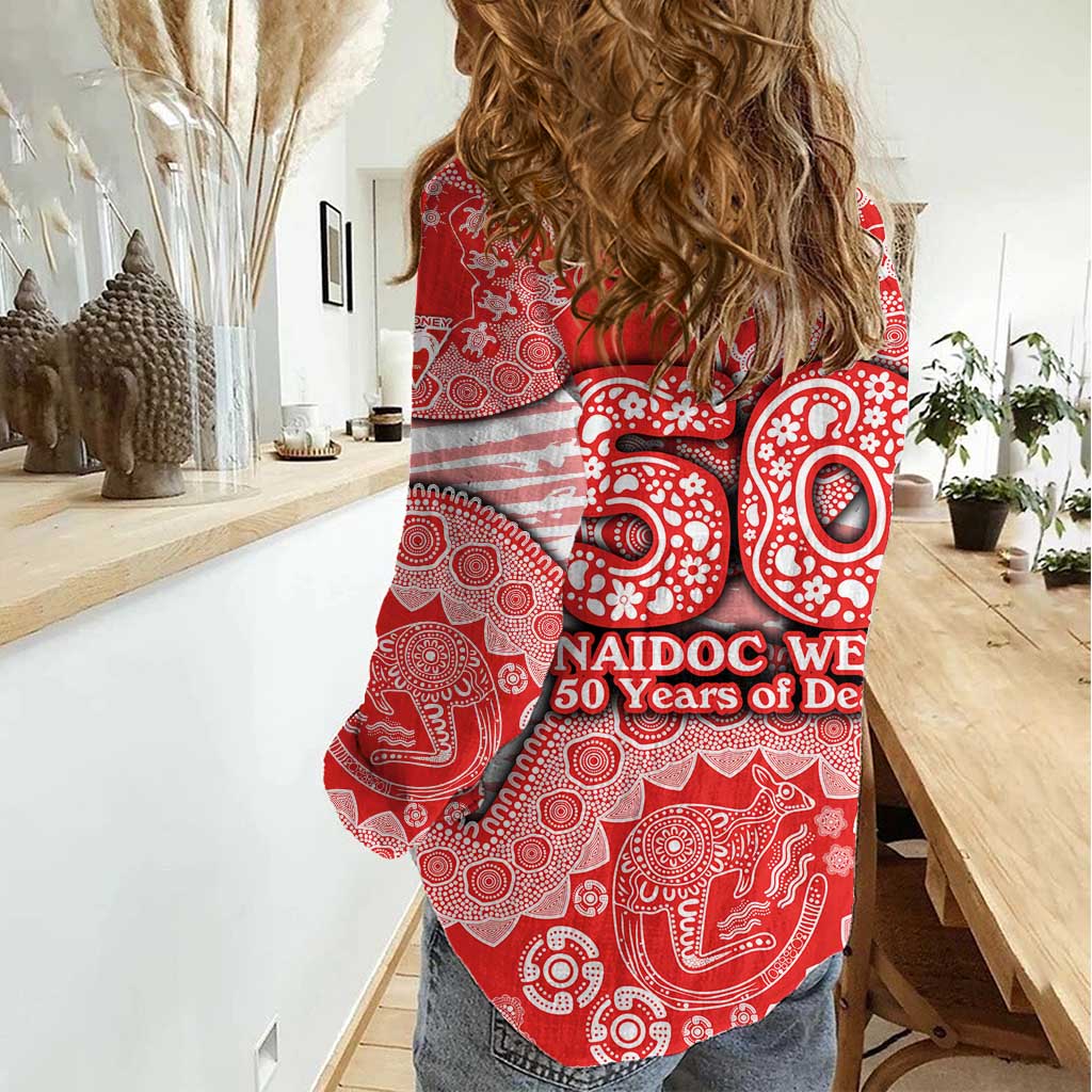 Sydney Swans NAIDOC Week 2026 Women Casual Shirt Australian Aboriginal Dot Art Dreamtime Pattern Style