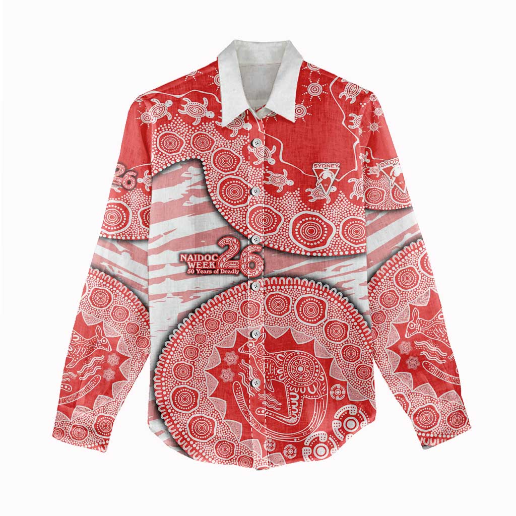 Sydney Swans NAIDOC Week 2026 Women Casual Shirt Australian Aboriginal Dot Art Dreamtime Pattern Style