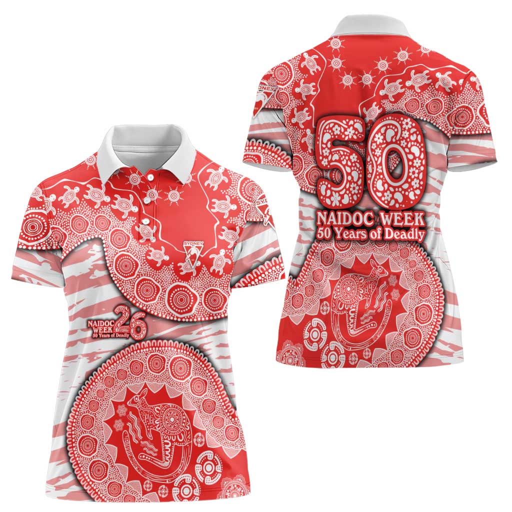 Sydney Swans NAIDOC Week 2026 Women Polo Shirt Australian Aboriginal Dot Art Dreamtime Pattern Style
