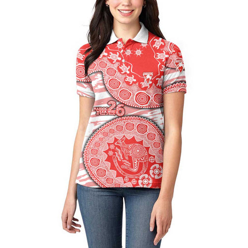 Sydney Swans NAIDOC Week 2026 Women Polo Shirt Australian Aboriginal Dot Art Dreamtime Pattern Style