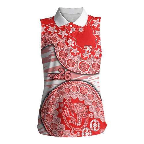 Sydney Swans NAIDOC Week 2026 Women Sleeveless Polo Shirt Australian Aboriginal Dot Art Dreamtime Pattern Style