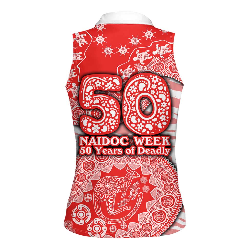 Sydney Swans NAIDOC Week 2026 Women Sleeveless Polo Shirt Australian Aboriginal Dot Art Dreamtime Pattern Style