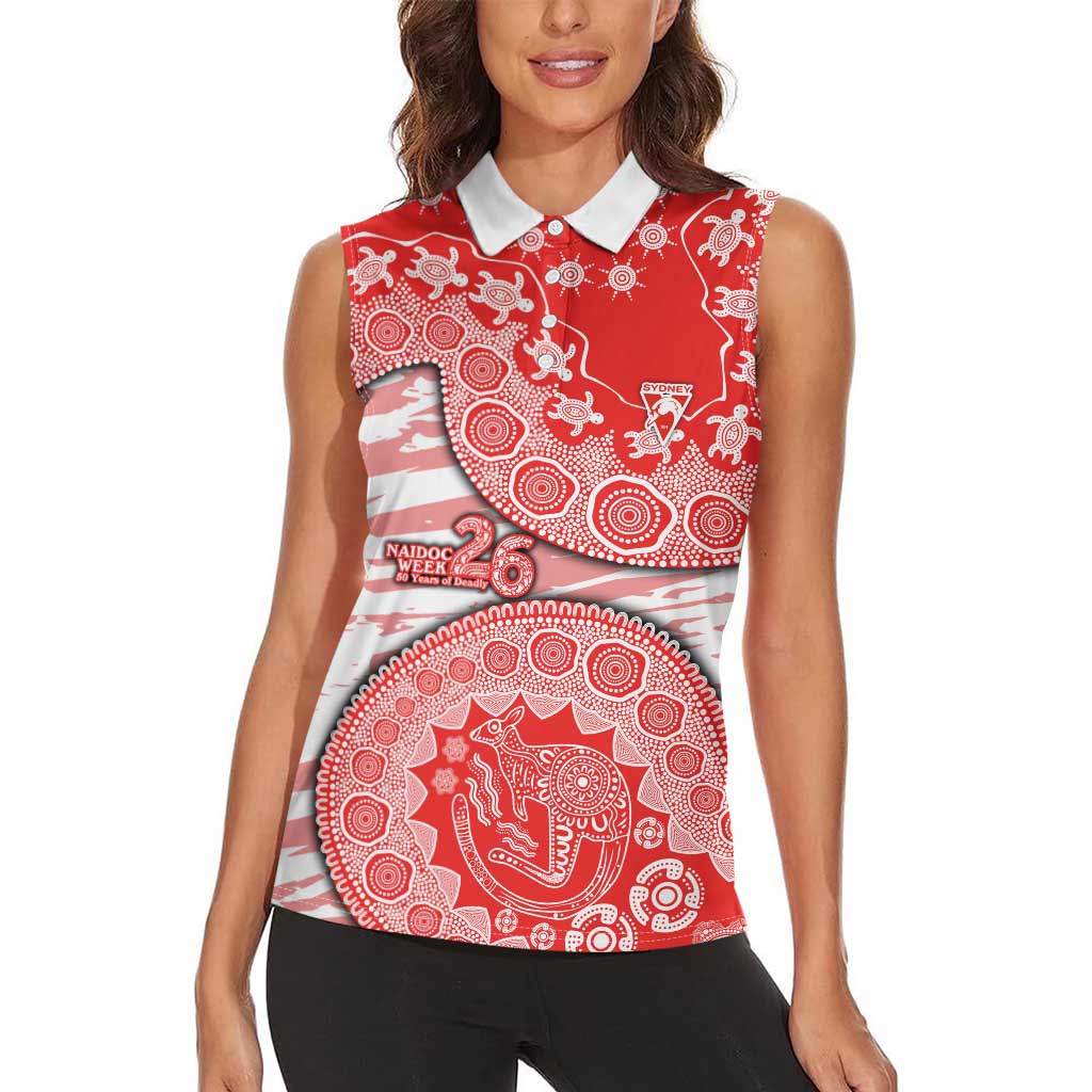 Sydney Swans NAIDOC Week 2026 Women Sleeveless Polo Shirt Australian Aboriginal Dot Art Dreamtime Pattern Style