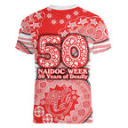 Sydney Swans NAIDOC Week 2026 Women V-Neck T-Shirt Australian Aboriginal Dot Art Dreamtime Pattern Style
