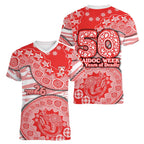 Sydney Swans NAIDOC Week 2026 Women V-Neck T-Shirt Australian Aboriginal Dot Art Dreamtime Pattern Style