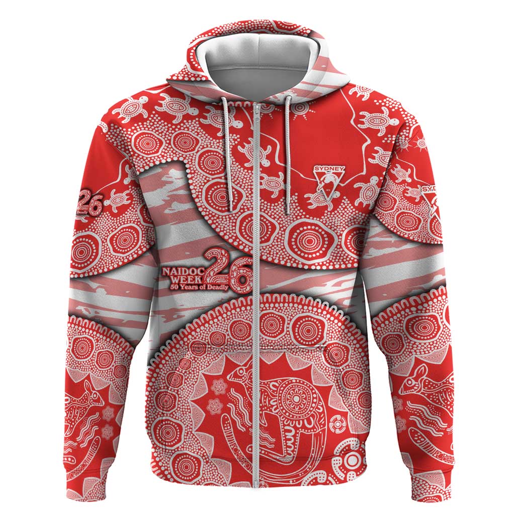 Sydney Swans NAIDOC Week 2026 Zip Hoodie Australian Aboriginal Dot Art Dreamtime Pattern Style