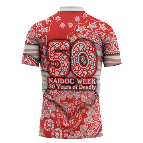 Sydney Swans NAIDOC Week 2026 Zipper Polo Shirt Australian Aboriginal Dot Art Dreamtime Pattern Style