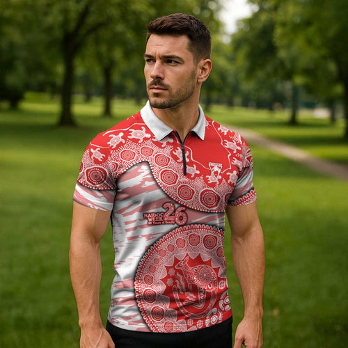 Sydney Swans NAIDOC Week 2026 Zipper Polo Shirt Australian Aboriginal Dot Art Dreamtime Pattern Style