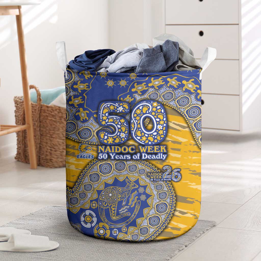West Coast Eagles NAIDOC Week 2026 Laundry Basket Australian Aboriginal Dot Art Dreamtime Pattern Style
