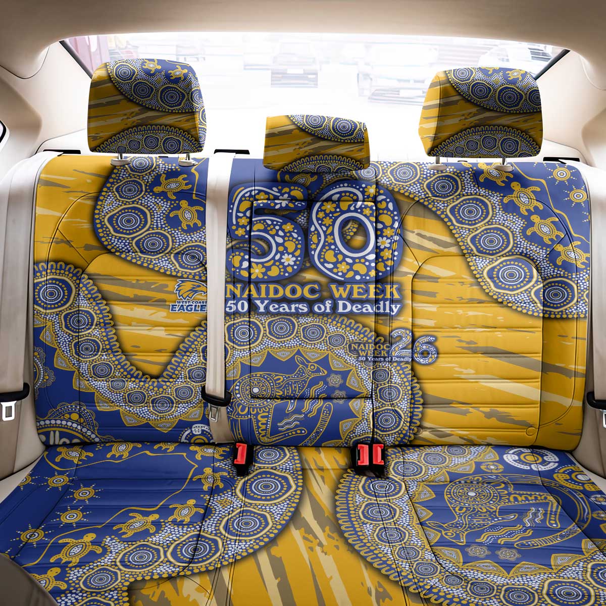 West Coast Eagles NAIDOC Week 2026 Back Car Seat Cover Australian Aboriginal Dot Art Dreamtime Pattern Style