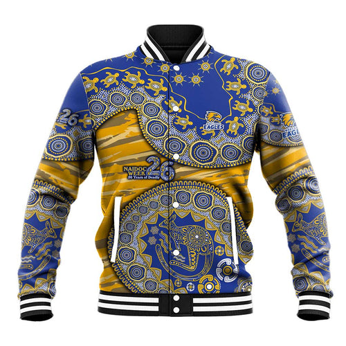 West Coast Eagles NAIDOC Week 2026 Baseball Jacket Australian Aboriginal Dot Art Dreamtime Pattern Style
