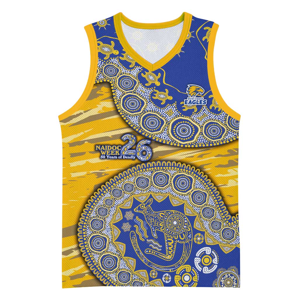 West Coast Eagles NAIDOC Week 2026 Basketball Jersey Australian Aboriginal Dot Art Dreamtime Pattern Style