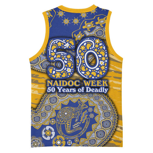 West Coast Eagles NAIDOC Week 2026 Basketball Jersey Australian Aboriginal Dot Art Dreamtime Pattern Style