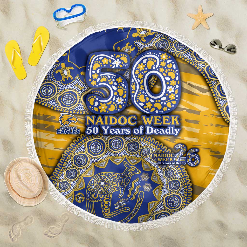 West Coast Eagles NAIDOC Week 2026 Beach Blanket Australian Aboriginal Dot Art Dreamtime Pattern Style