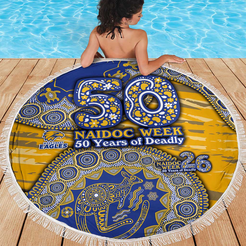 West Coast Eagles NAIDOC Week 2026 Beach Blanket Australian Aboriginal Dot Art Dreamtime Pattern Style