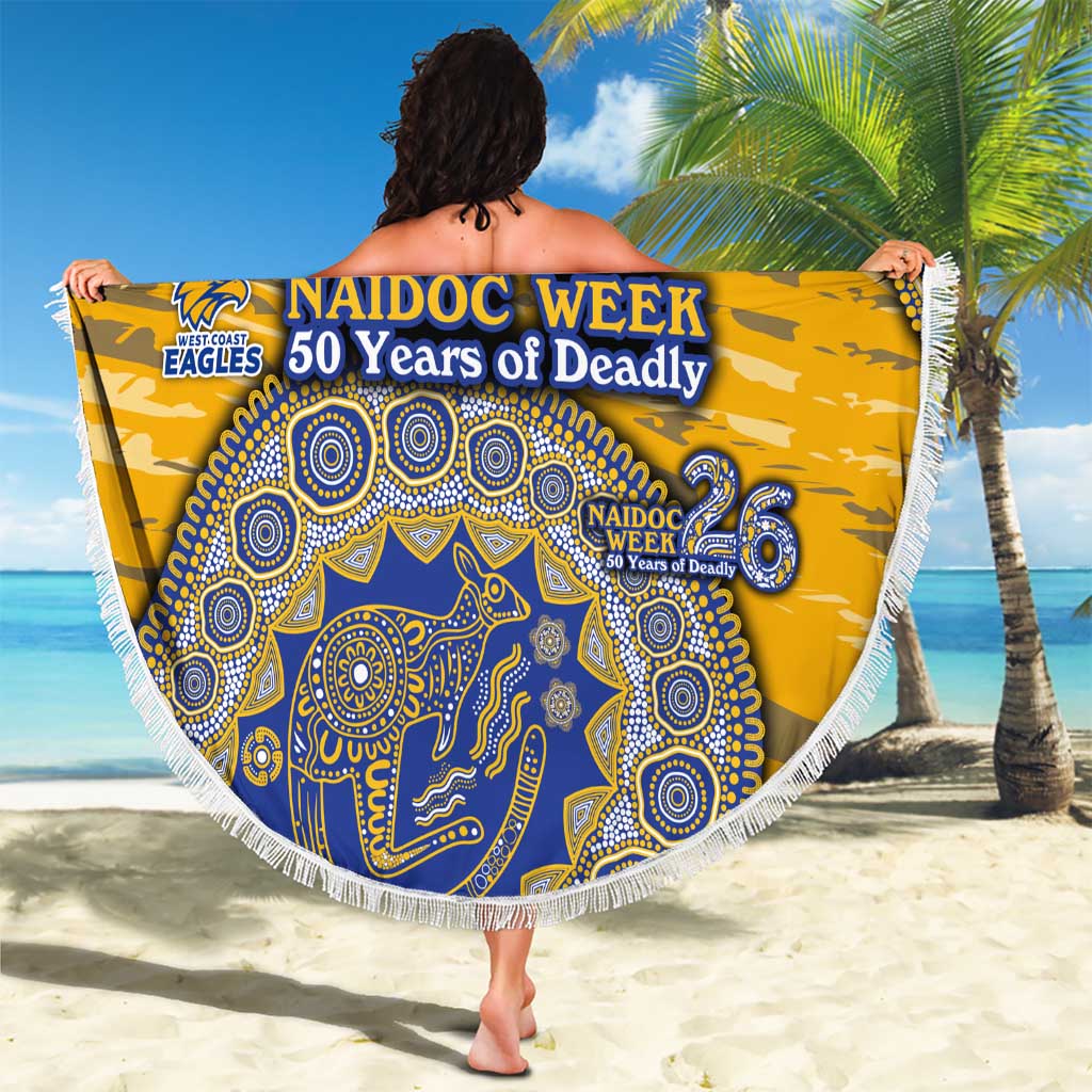 West Coast Eagles NAIDOC Week 2026 Beach Blanket Australian Aboriginal Dot Art Dreamtime Pattern Style