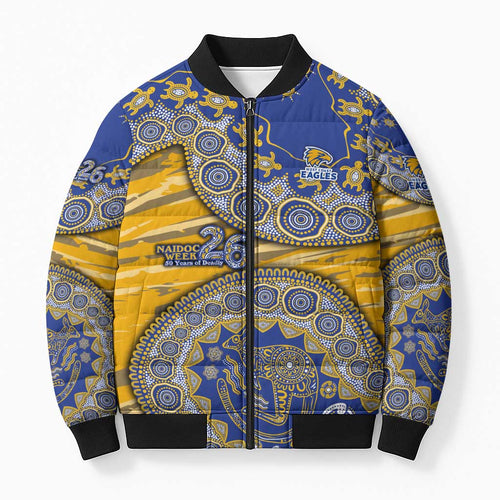 West Coast Eagles NAIDOC Week 2026 Bomber Puffer Jacket Australian Aboriginal Dot Art Dreamtime Pattern Style