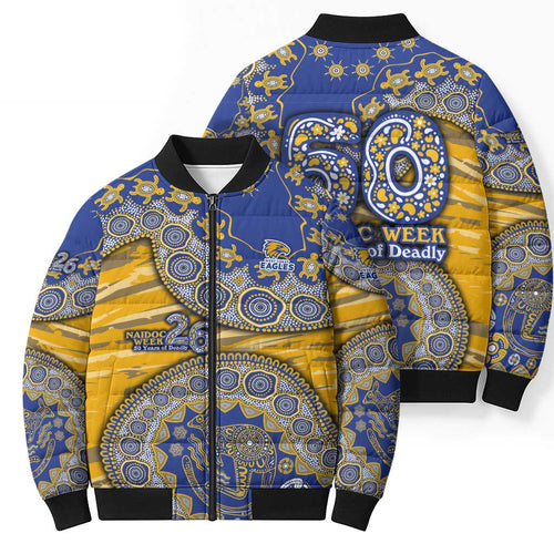 West Coast Eagles NAIDOC Week 2026 Bomber Puffer Jacket Australian Aboriginal Dot Art Dreamtime Pattern Style