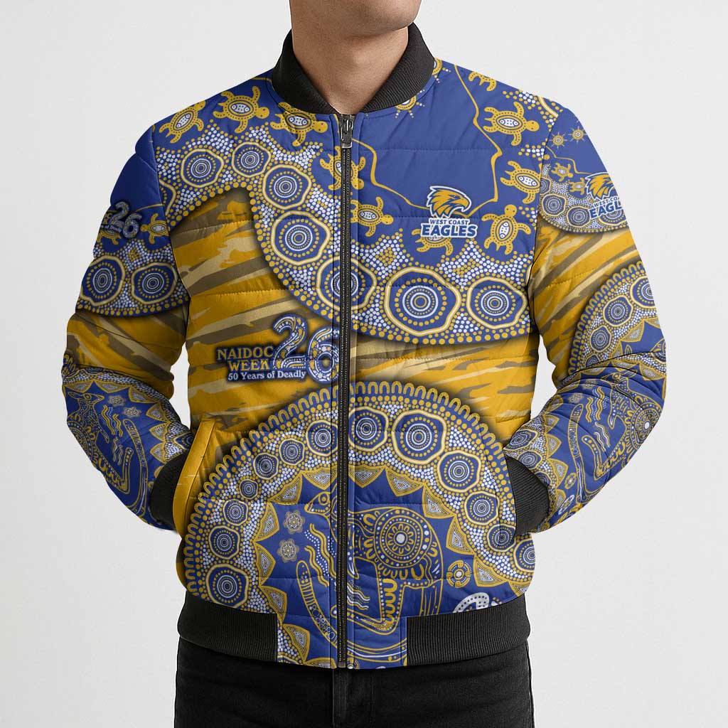West Coast Eagles NAIDOC Week 2026 Bomber Puffer Jacket Australian Aboriginal Dot Art Dreamtime Pattern Style
